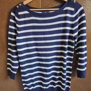 GAP Navy and Cream Striped Sweater